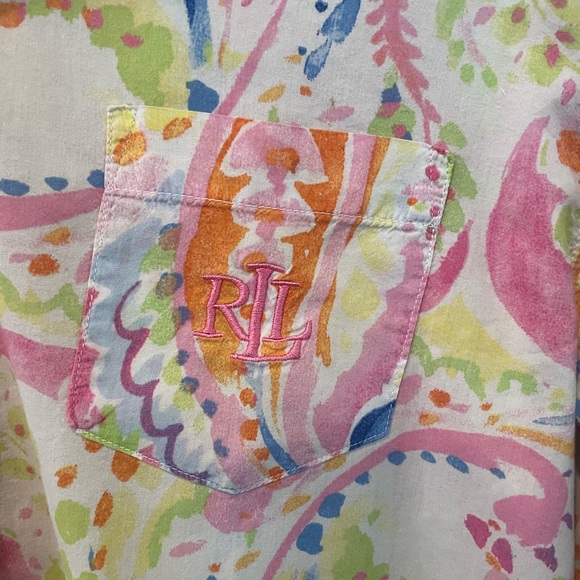 Ralph Lauren Cotton Nightshirt Monogrammed Floral Button Down Size S Small - Picture 4 of 7